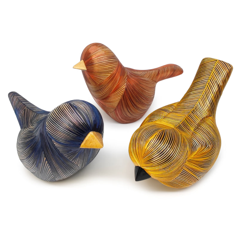 AVE DECORATIVA ANDINA - El arte del tamo - Madera decorada con paja de trigo y cebada (enchapado en tamo)