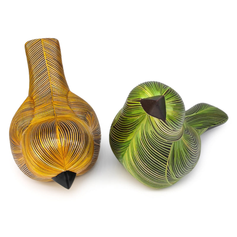AVE DECORATIVA ANDINA - El arte del tamo - Madera decorada con paja de trigo y cebada (enchapado en tamo)