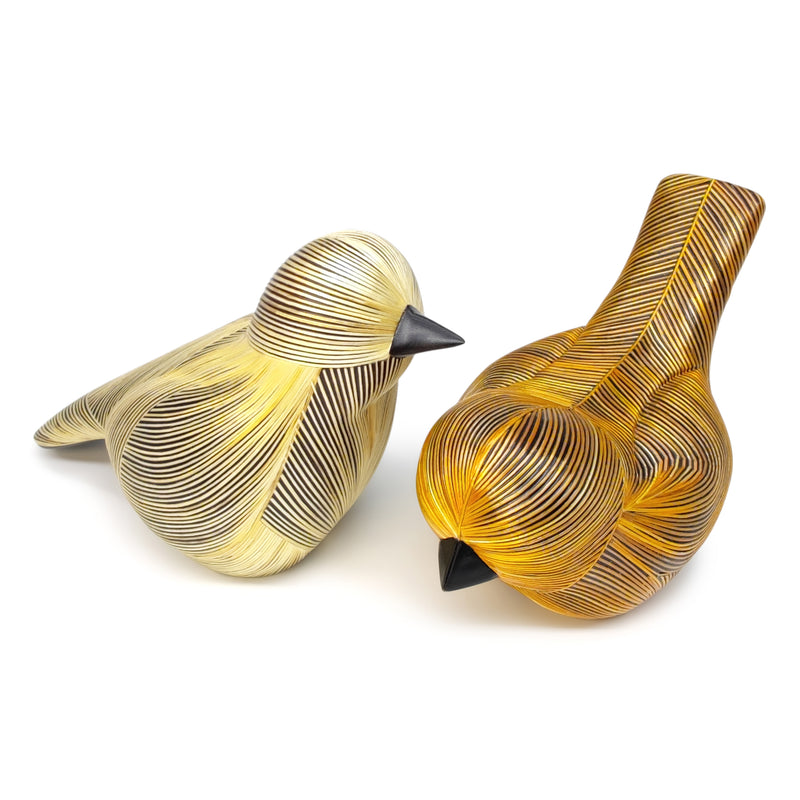 AVE DECORATIVA ANDINA - El arte del tamo - Madera decorada con paja de trigo y cebada (enchapado en tamo)