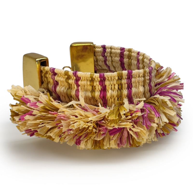 BRAZALETE MAÏZA - Hecho a mano - Bañado en oro de 24 quilates - Hojas de maíz