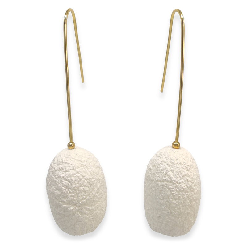 PENDIENTES COCOON CLASSIC - Hechos a mano - Bañados en oro de 24 quilates - Capullos de seda