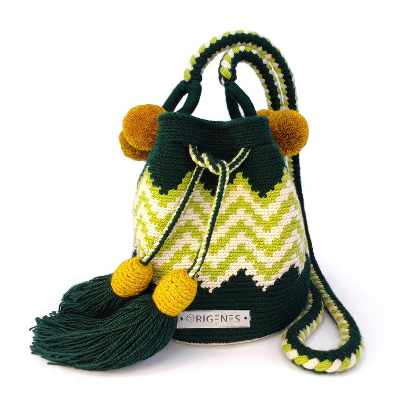 BOLSO WAYUU PALOMINO - Tamaño MINI - Tejido manualmente a ganchillo por mujeres de la comunidad indígena Wayuu en La Guajira (Colombia)