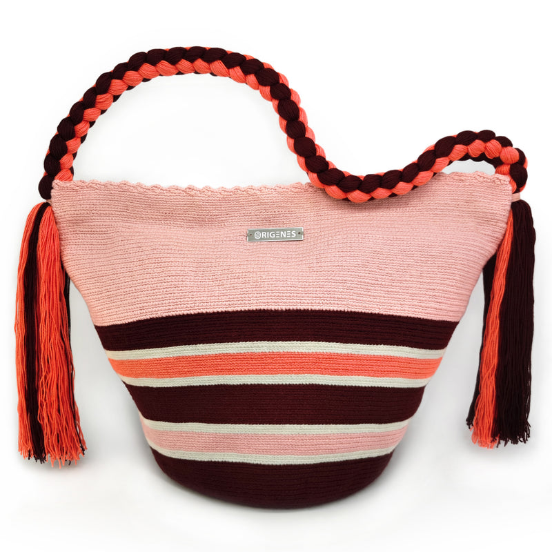 BOLSO WAYUU JOYACIA - Tamaño MEDIO - Tejido manualmente a ganchillo por mujeres de la comunidad indígena Wayuu en La Guajira (Colombia)