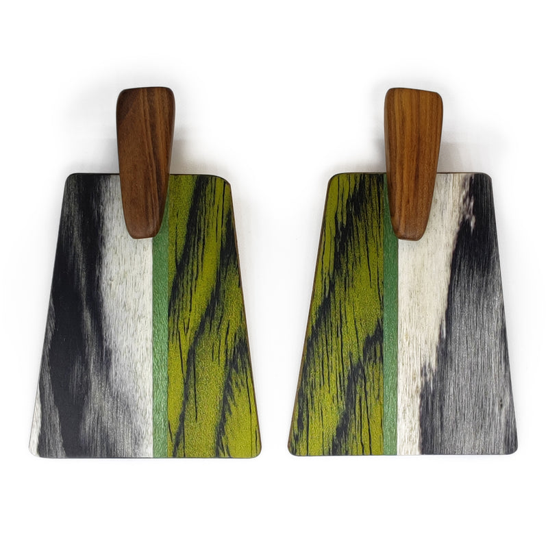 PENDIENTES WOODIE TRAPEZE - Hechos a mano - Madera contrachapada de 3 capas cruzadas