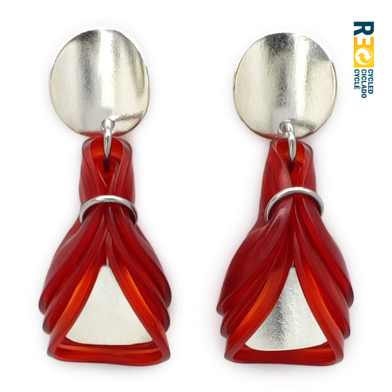 PENDIENTES ECOGLOW - Hechos a mano - Plata de ley 925 - Plástico reciclado de los revestimientos de las tapas de botellas