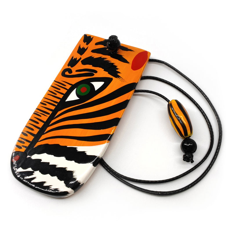 MINI MARCAPÁGINAS - El tigre del carnaval - Madera tallada y pintada a mano, cordón fuerte y duradero