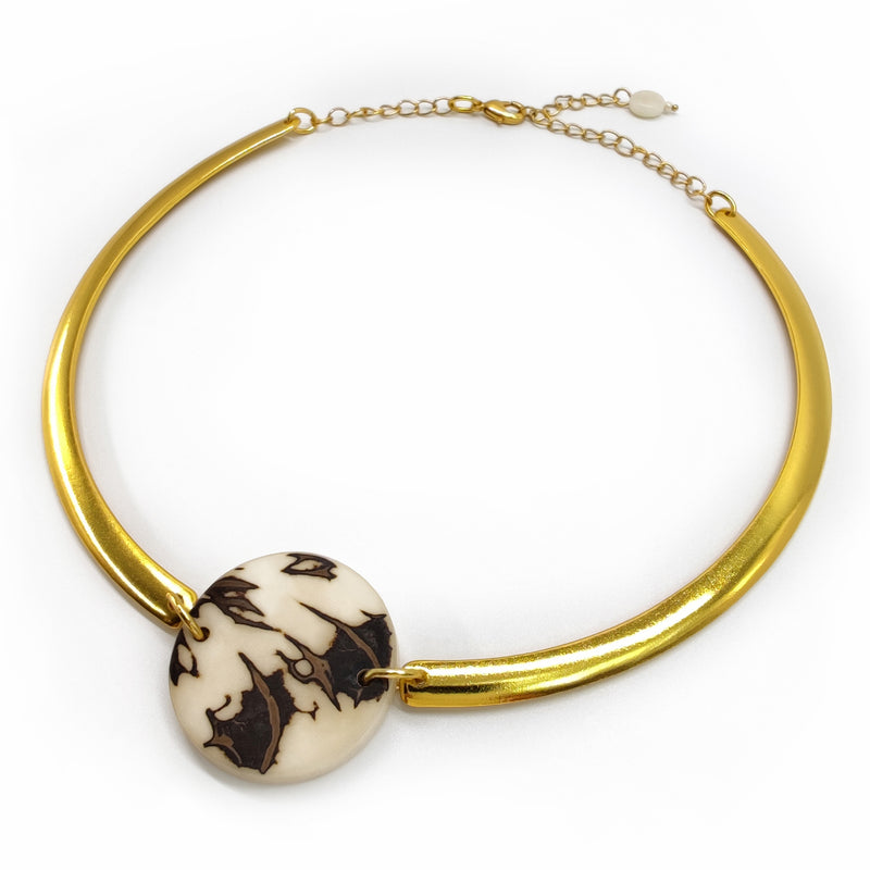 COLLAR MARISOL - Hecho a mano - Bañado en oro de 24 quilates - Tagua (marfil vegetal)