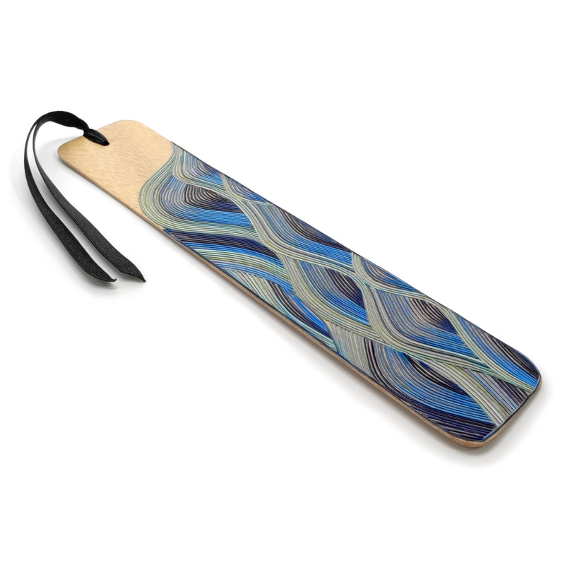 MARCAPÁGINAS AGUA - COLECCIÓN LOS CUATRO ELEMENTOS - El arte del tamo - Madera clara decorada con paja de trigo y cebada (enchapado en tamo)