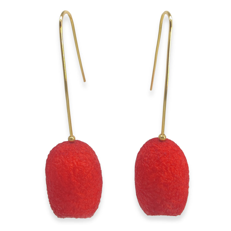 PENDIENTES COCOON CLASSIC - Hechos a mano - Bañados en oro de 24 quilates - Capullos de seda