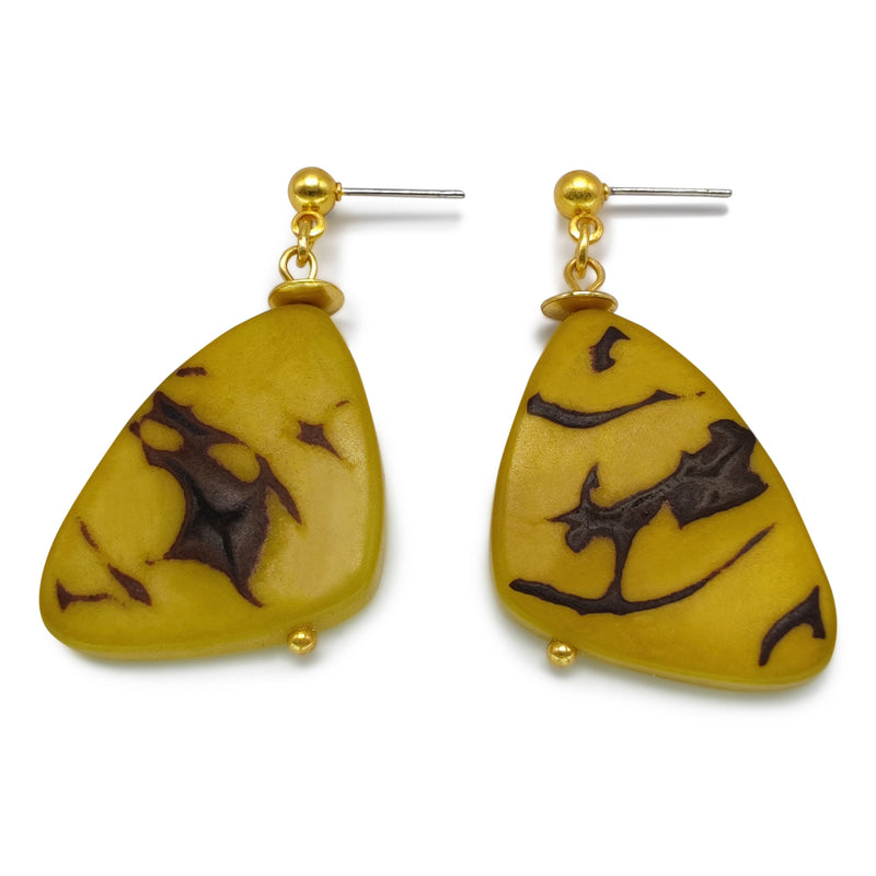 PENDIENTES MARIPOSA - Hechos a mano - Bañados en oro de 24 quilates - Tagua (marfil vegetal)