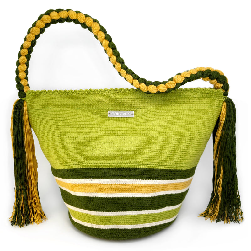 BOLSO WAYUU JOYACIA - Tamaño MEDIO - Tejido manualmente a ganchillo por mujeres de la comunidad indígena Wayuu en La Guajira (Colombia)
