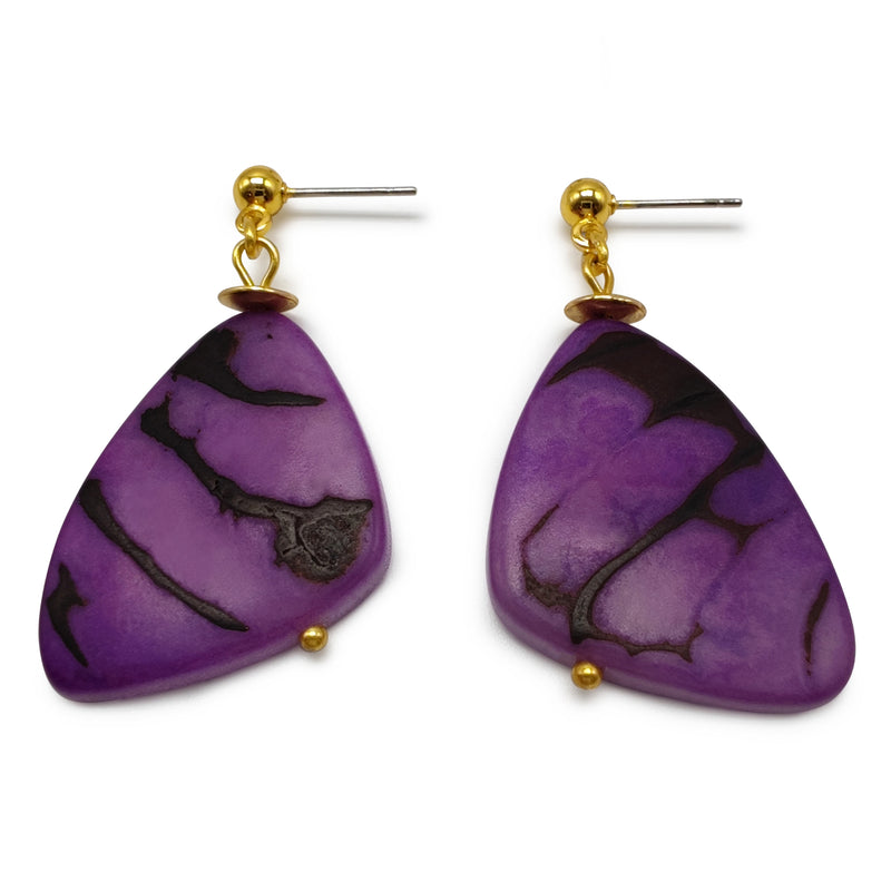 PENDIENTES MARIPOSA - Hechos a mano - Bañados en oro de 24 quilates - Tagua (marfil vegetal)