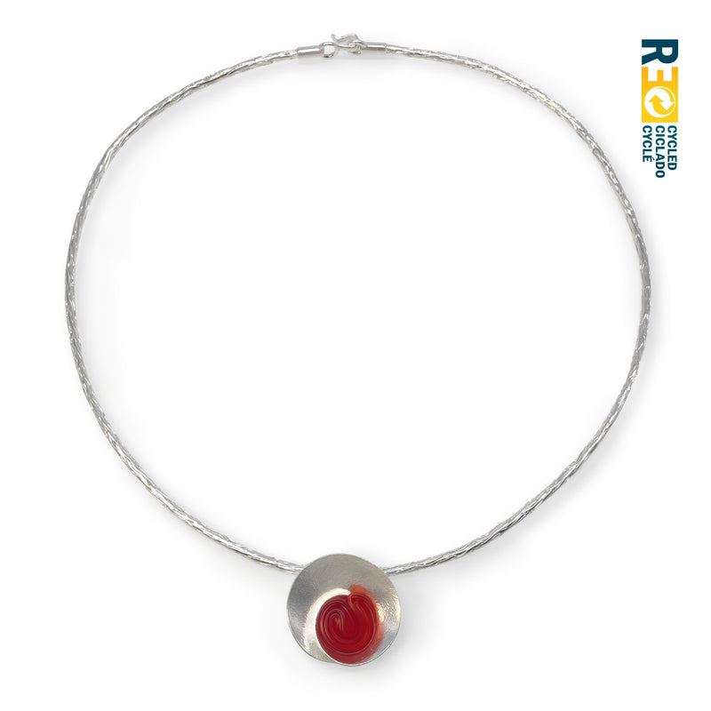COLLAR ECOSENS - Hecho a mano - Plata fina 999 & plata de ley 925 - Plástico reciclado de los revestimientos de las tapas de botellas