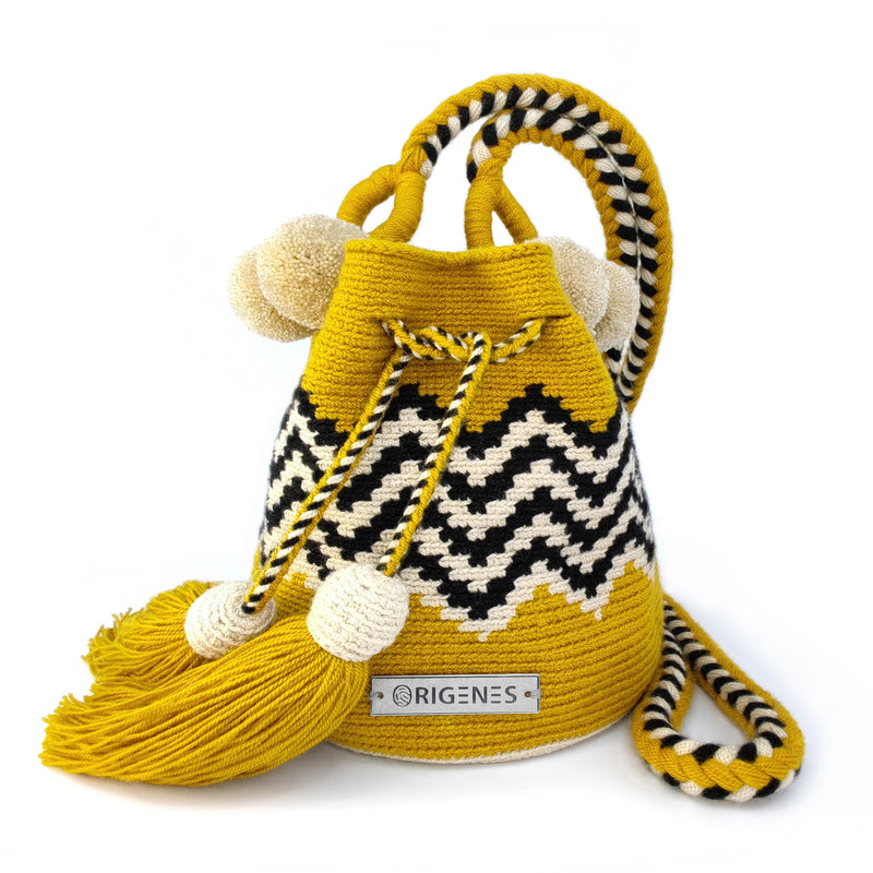 BOLSO WAYUU PALOMINO - Tamaño MINI - Tejido manualmente a ganchillo por mujeres de la comunidad indígena Wayuu en La Guajira (Colombia)
