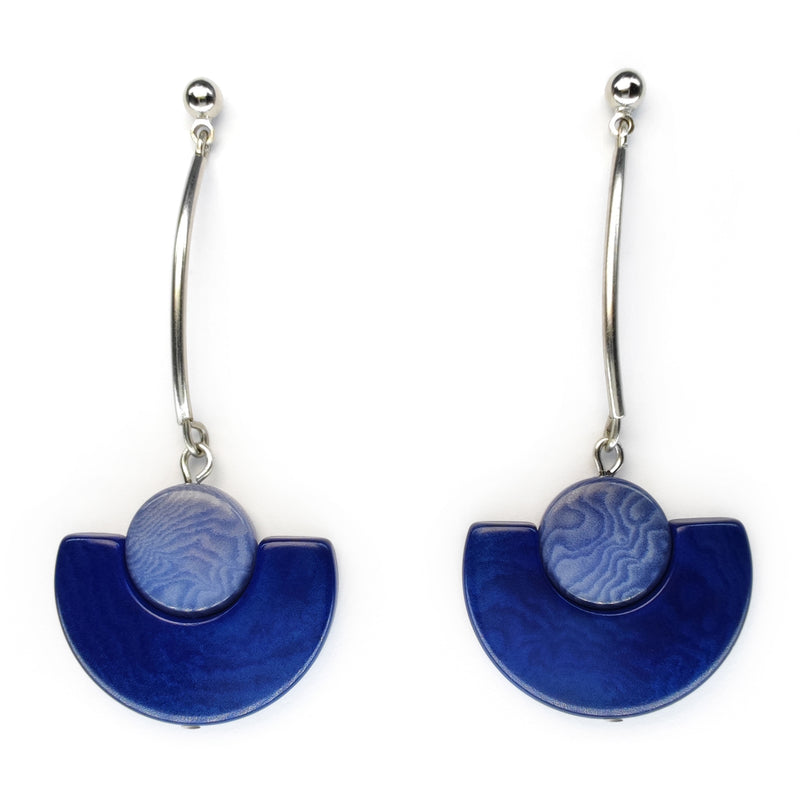 PENDIENTES LUNA - Hechos a mano - Acero inoxidable - Tagua (marfil vegetal)