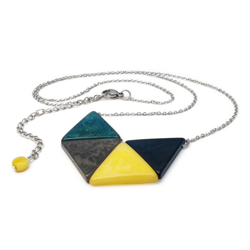 COLLAR LOZANGO - Hecho a mano - Acero inoxidable - Tagua (marfil vegetal)