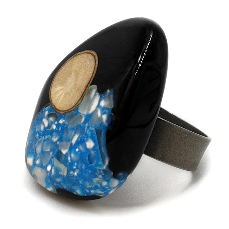 ANILLO NATÜA - Hecho a mano - Ajustable - Maíz blanco triturado, madera recuperada