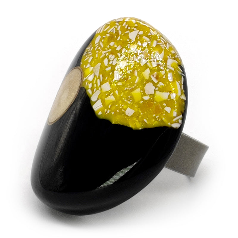 ANILLO NATÜA - Hecho a mano - Ajustable - Cáscaras de huevo trituradas, madera recuperada