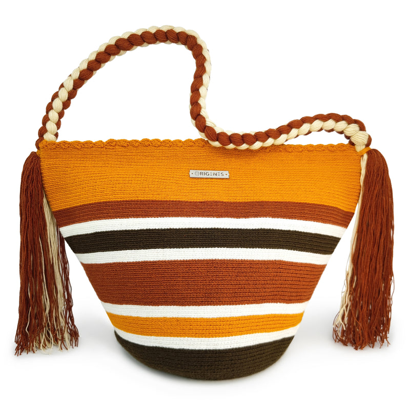 BOLSO WAYUU JOYACIA - Tamaño MEDIO - Tejido manualmente a ganchillo por mujeres de la comunidad indígena Wayuu en La Guajira (Colombia)