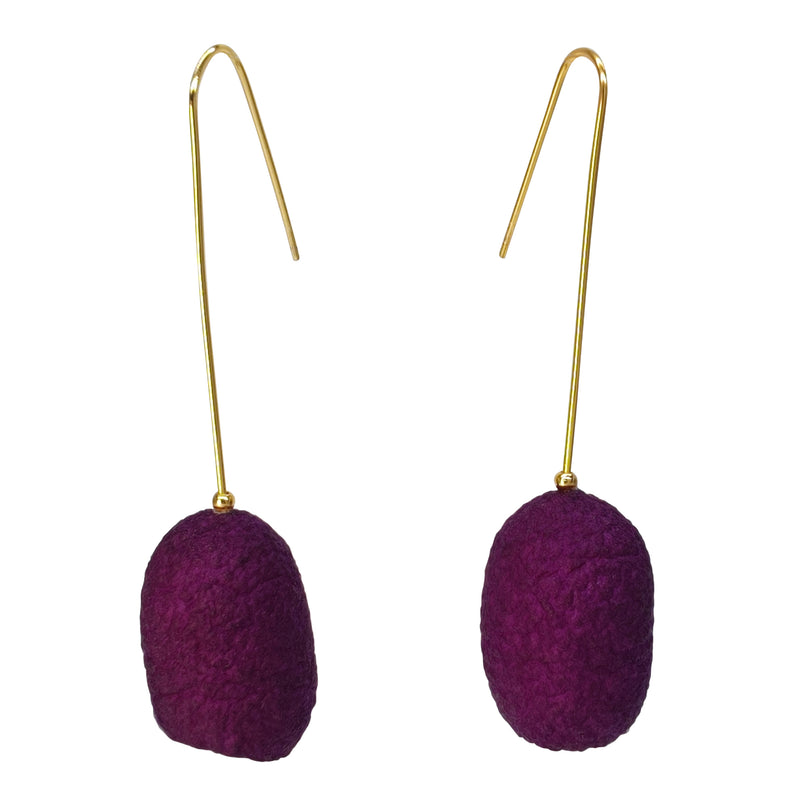 PENDIENTES COCOON CLASSIC - Hechos a mano - Bañados en oro de 24 quilates - Capullos de seda