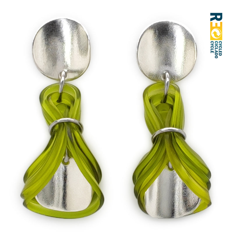 PENDIENTES ECOGLOW - Hechos a mano - Plata de ley 925 - Plástico reciclado de los revestimientos de las tapas de botellas
