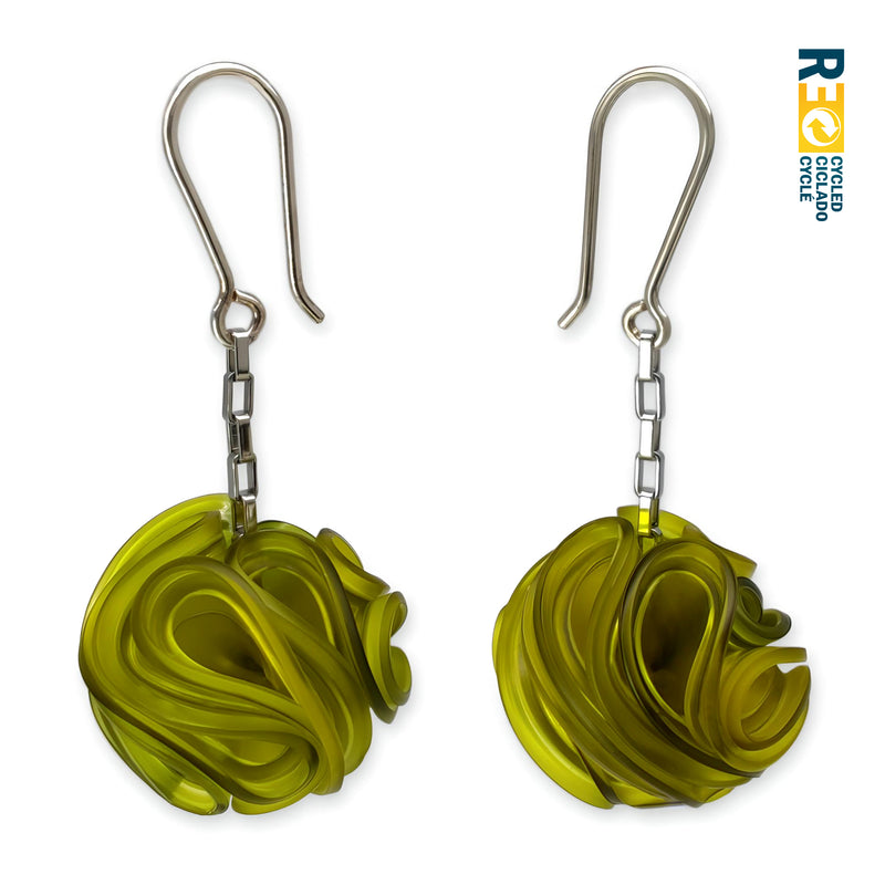 PENDIENTES ECONESIS - Hechos a mano - Plata de ley 925 y acero inoxidable - Plástico reciclado de los revestimientos de las tapas de botellas