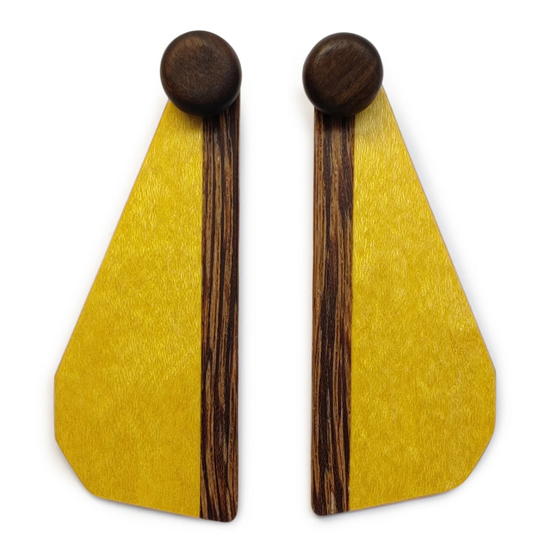 PENDIENTES WOODIE TRIO - Hechos a mano - Reversibles - Madera contrachapada de 3 capas cruzadas