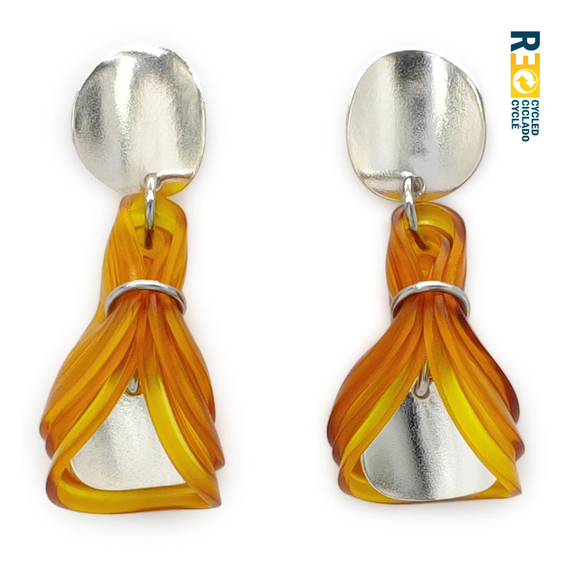 PENDIENTES ECOGLOW - Hechos a mano - Plata de ley 925 - Plástico reciclado de los revestimientos de las tapas de botellas