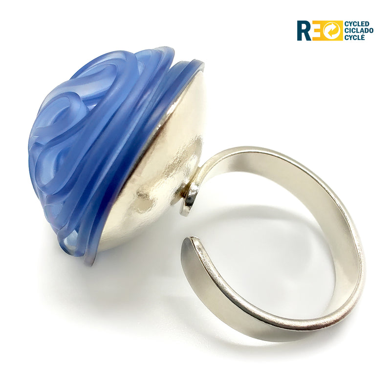 ANILLO ECOTOPIA - Hecho a mano - Ajustable - Plata de ley 925 - Plástico reciclado de los revestimientos de las tapas de botellas