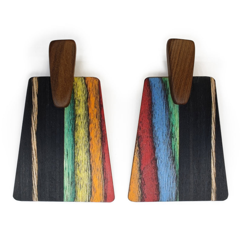PENDIENTES WOODIE TRAPEZE - Hechos a mano - Madera contrachapada de 3 capas cruzadas