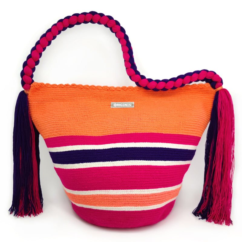 BOLSO WAYUU JOYACIA - Tamaño MEDIO - Tejido manualmente a ganchillo por mujeres de la comunidad indígena Wayuu en La Guajira (Colombia)