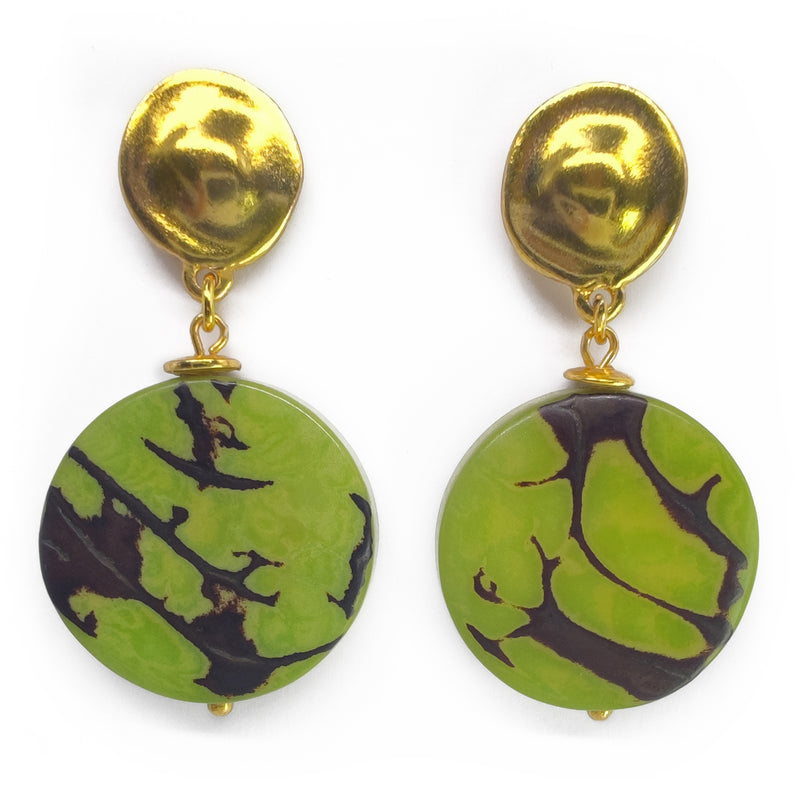 PENDIENTES SOLISE - Hechos a mano - Bañados en oro de 24 quilates - Tagua (marfil vegetal)