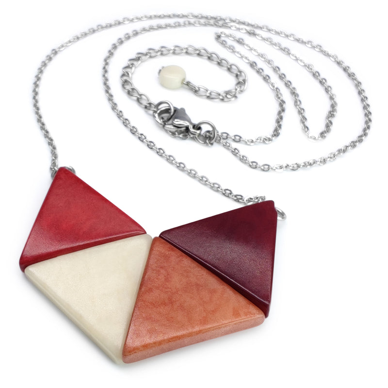 COLLAR LOZANGO - Hecho a mano - Acero inoxidable - Tagua (marfil vegetal)