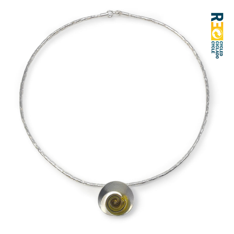 COLLAR ECOSENS - Hecho a mano - Plata fina 999 & plata de ley 925 - Plástico reciclado de los revestimientos de las tapas de botellas