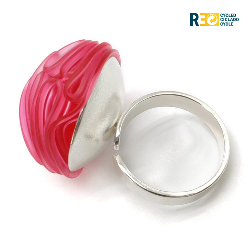 ANILLO ECOTOPIA - Hecho a mano - Ajustable - Plata de ley 925 - Plástico reciclado de los revestimientos de las tapas de botellas