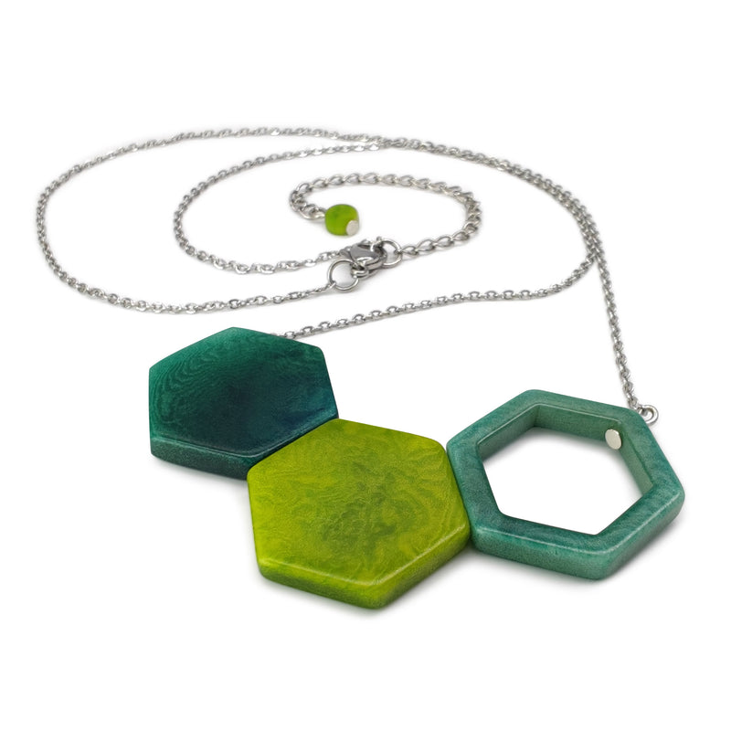 COLLAR TRIPTYCH - Hecho a mano - Acero inoxidable - Tagua (marfil vegetal)