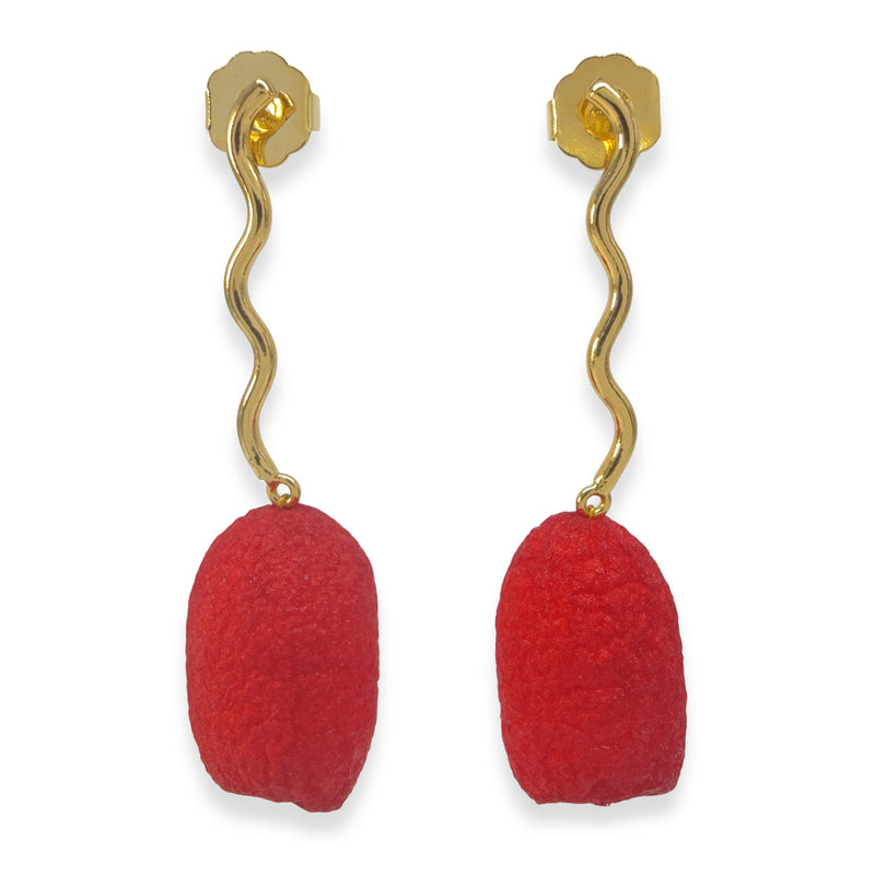 PENDIENTES COCOON ECHO - Hechos a mano - Bañados en oro de 24 quilates - Capullos de seda