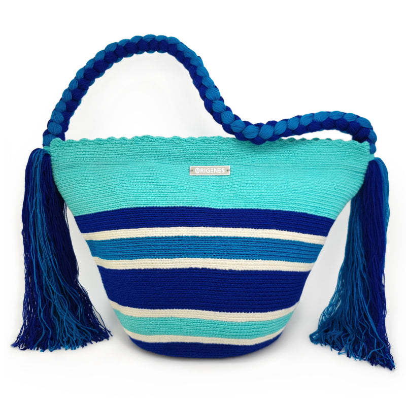BOLSO WAYUU JOYACIA - Tamaño MEDIO - Tejido manualmente a ganchillo por mujeres de la comunidad indígena Wayuu en La Guajira (Colombia)