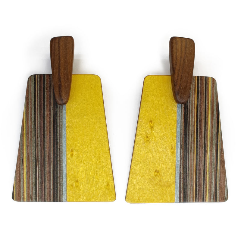 PENDIENTES WOODIE TRAPEZE - Hechos a mano - Madera contrachapada de 3 capas cruzadas