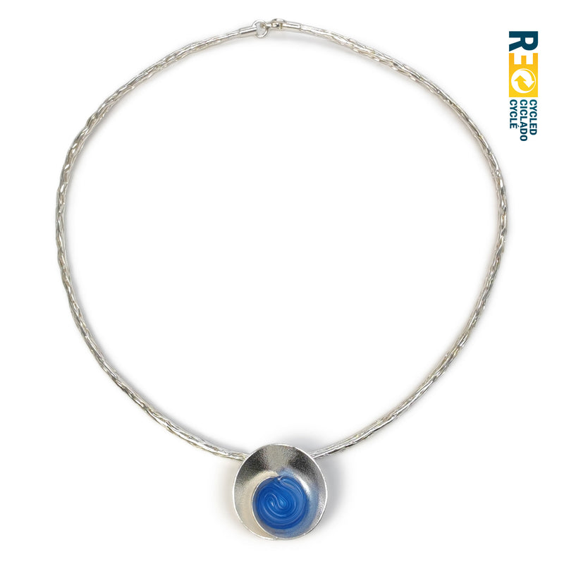 COLLAR ECOSENS - Hecho a mano - Plata fina 999 & plata de ley 925 - Plástico reciclado de los revestimientos de las tapas de botellas