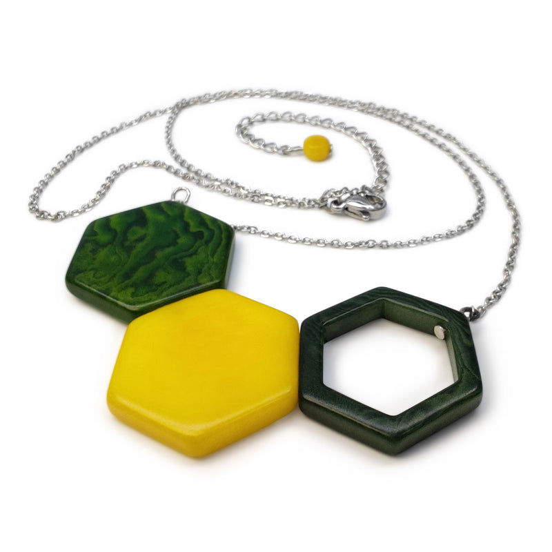 COLLAR TRIPTYCH - Hecho a mano - Acero inoxidable - Tagua (marfil vegetal)