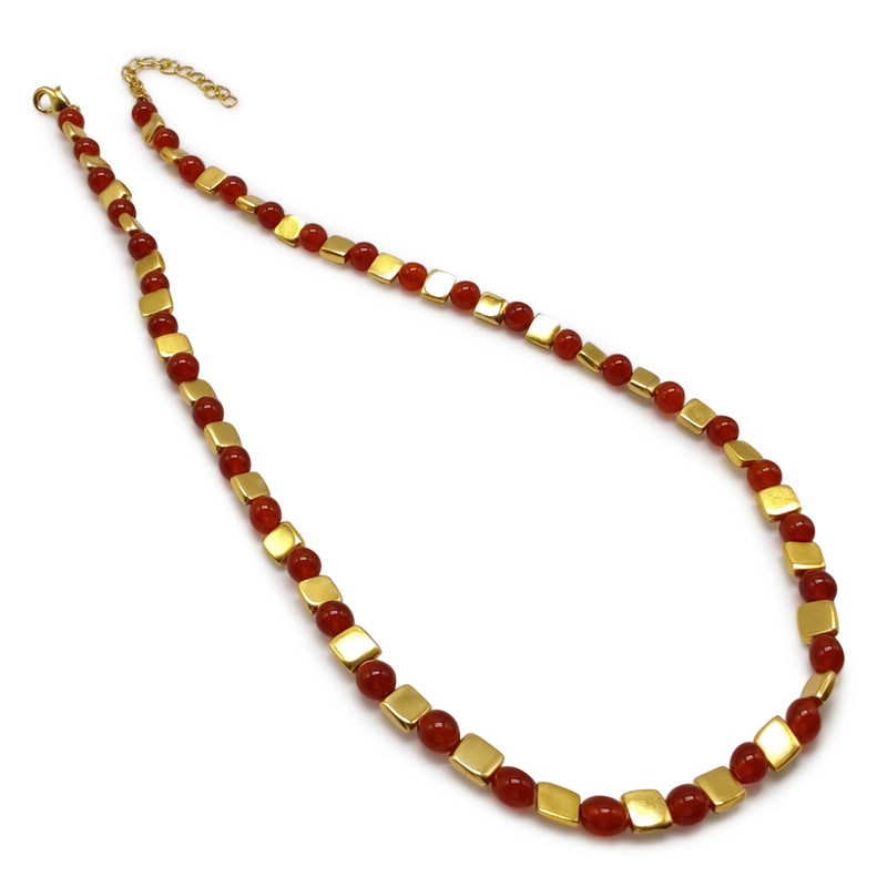 COLLAR DORA - Hecho a mano - Bañado en oro de 24 quilates - Ágatas