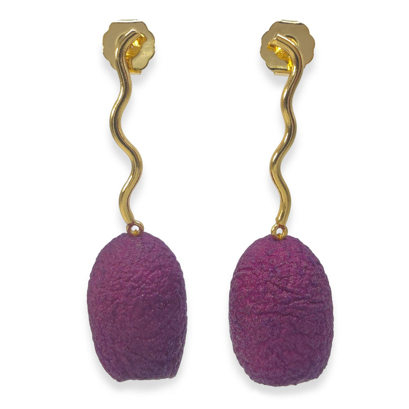 PENDIENTES COCOON ECHO - Hechos a mano - Bañados en oro de 24 quilates - Capullos de seda