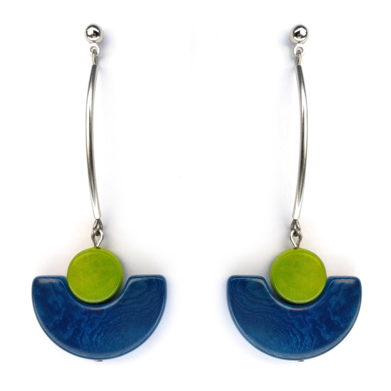 PENDIENTES LUNA - Hechos a mano - Acero inoxidable - Tagua (marfil vegetal)