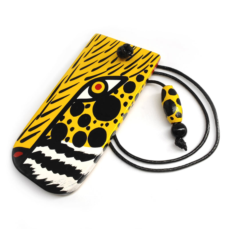 MINI MARCAPÁGINAS - El jaguar del carnaval - Madera tallada y pintada a mano, cordón fuerte y duradero