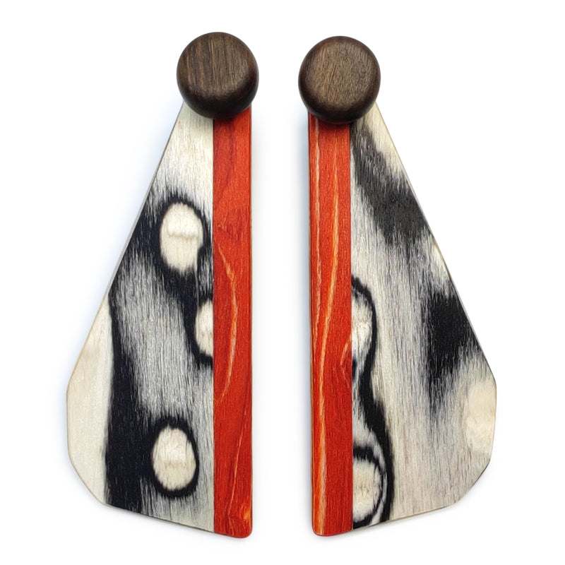 PENDIENTES WOODIE TRIO - Hechos a mano - Reversibles - Madera contrachapada de 3 capas cruzadas