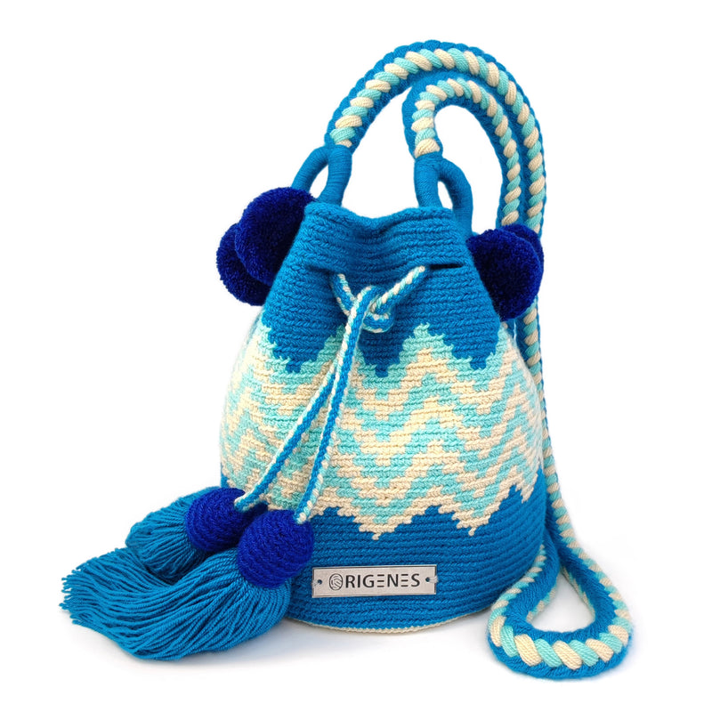 BOLSO WAYUU PALOMINO - Tamaño MINI - Tejido manualmente a ganchillo por mujeres de la comunidad indígena Wayuu en La Guajira (Colombia)