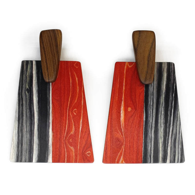 PENDIENTES WOODIE TRAPEZE - Hechos a mano - Madera contrachapada de 3 capas cruzadas