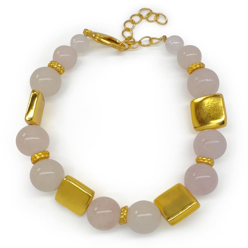 PULSERA QUIMBAYA - Hecha a mano - Bañada en oro de 24 quilates - Ágatas