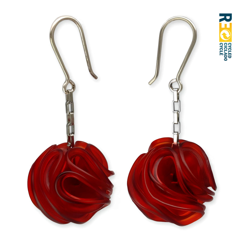 PENDIENTES ECONESIS - Hechos a mano - Plata de ley 925 y acero inoxidable - Plástico reciclado de los revestimientos de las tapas de botellas